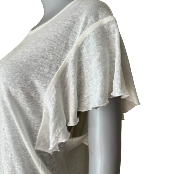 CURRENT/ELLIOTT “The Cosmos Tee” 100% Linen Flutter Sleeve Knit Top With Tag - Picture 5 of 14